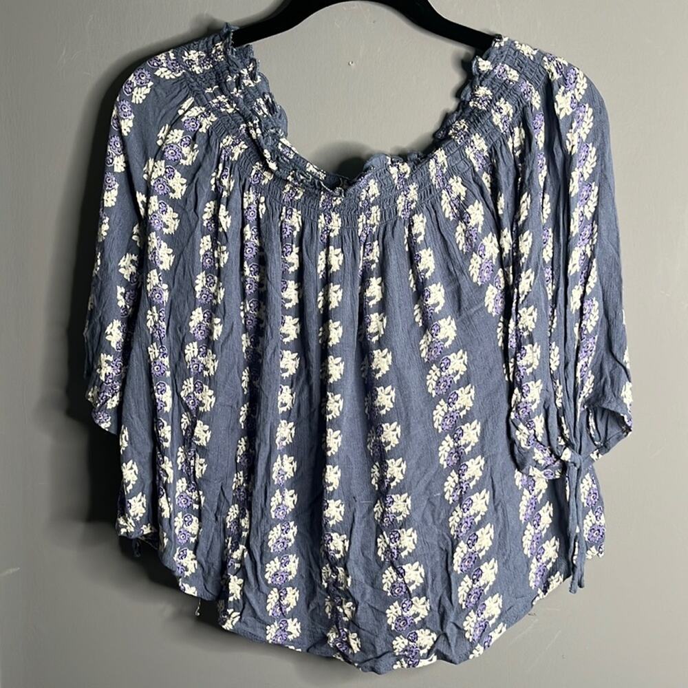 En Crème Purple Floral Crop Top Small